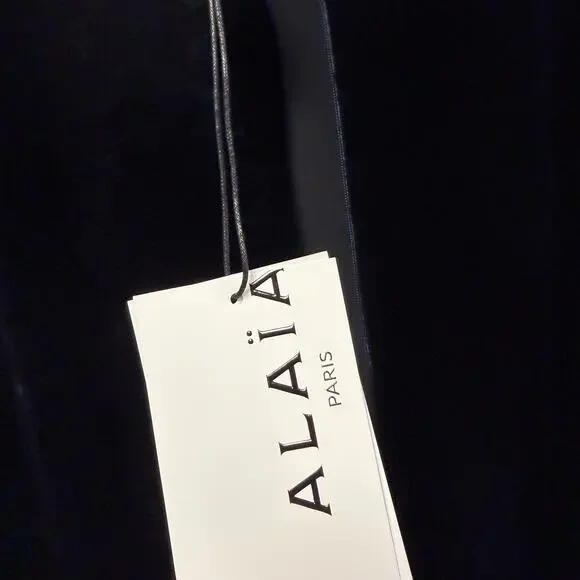 NWT Alaia Turtleneck Velvet Mini Dress Navy Womens FR 36 / US 4 - Picture 10 of 12